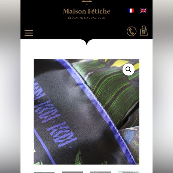 Maison Fétiche Orient 130 Tropical Leaf Print Silk Scarf  Box Rolled Edges Silk - Picture 15 of 16